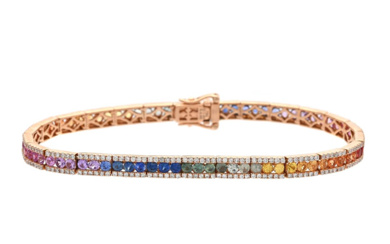 Jewellery Bracelet BRACELET, 18K rose gold, multicoloured treated sapphires appro...