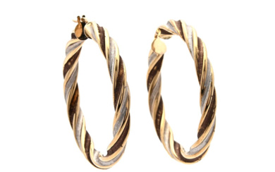 Jewellery Hoop earrings EARRINGS, 18K gold/white gold, hoops, hollow, twiste...