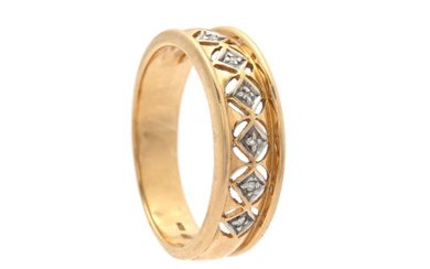 Jewellery Ring RING, 18K gold/white gold, single cut diamonds, si...