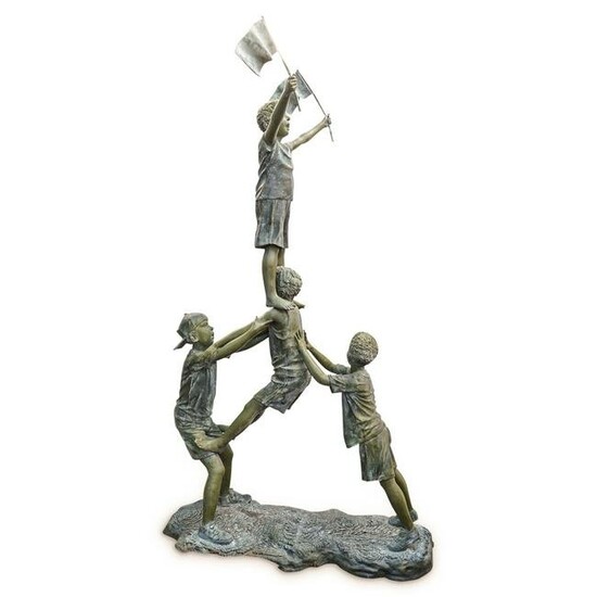 Jim Davidson (b. 1962) Flag Boys Bronze Sculpture