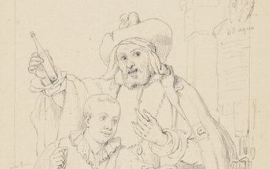 KREMER, Petrus Le charlatan. Ca. 1830-1880 Drawing, pencil, 24,2 x 15,4 cm, velin paper, signed...