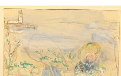 Kinley (20th century) Coastal Scene With Figure of a Girl, s...