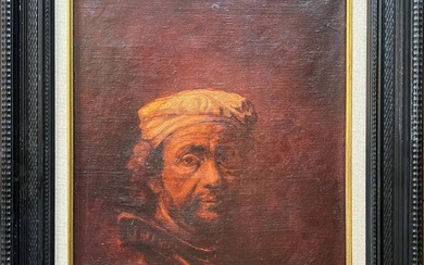 Klaus JURGEN-FISCHER (1930-2017), "Portrait de Rembrandt", huile sur toile, H : 46 cm, L :...
