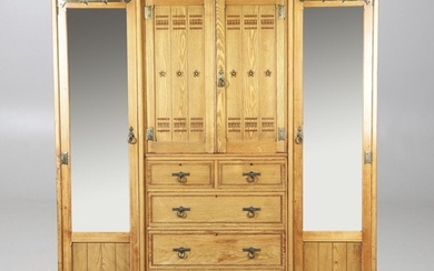 LARGE GOTHIC REVIVAL ARTS & CRAFTS WARDROBE. Attributed to C...