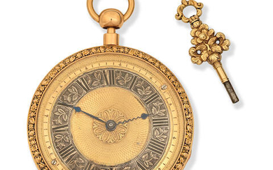 L'Epine, Paris. A Continental gold key wind repeating open face pocket watch
