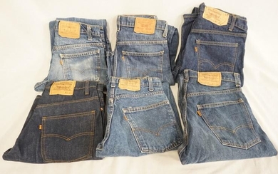 LOT OF 6 PAIRS OF VINTAGE USA MADE LEVIS JEANS W/