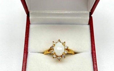 Ladies .35ct Oval Cut White Opal set in 18K Gold Plated