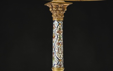 Lampe en bronze cloisonné en forme de colonne Epoque Napoléon III H :41 - L:...