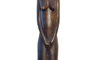 Large 30in African Carving Ebony Female Nude Statue Heavy Hard Wood Sculpture Figure