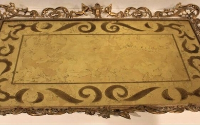 Large Brass French Putti Border, Eglomise Dresser Tray