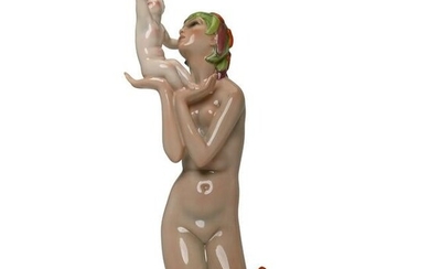 Lenci Ceramic Nude Mermaid with Child.