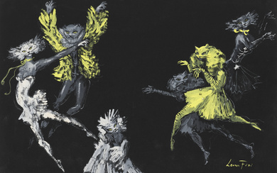 Leonor Fini (1907-1996) Étude de personnages, maquette de costumes pour ''Les Demoiselles de la Nuit''