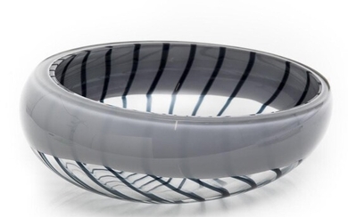 Livio Seguso Murano Signed Striped Art Glass Bowl