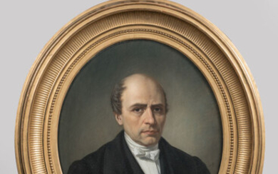 Lot 26 Alexis Joseph PERIGNON (Paris 1806- 1882) "Portrait d'homme". Pastel sur papier. 62 x 41 cm Monogrammé en bas à droite AP 69 RM
