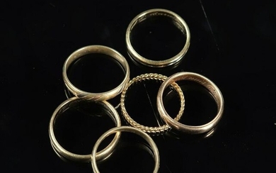 Lot (6) of 18k gold wedding rings for (19.51gr)