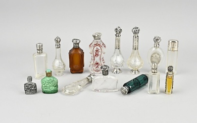 Lot of loderein bottles with silverware
