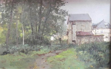 Louis Rémy MATIFAS (1847-1896) attribué à. Le hameau. Huile sur carton. 27 x 42 cm....