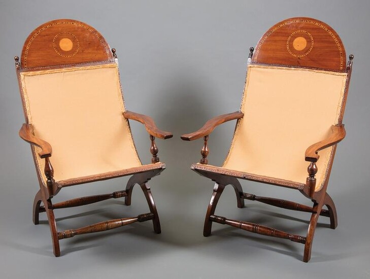 Louisiana Inlaid Mahogany Campeche Chairs