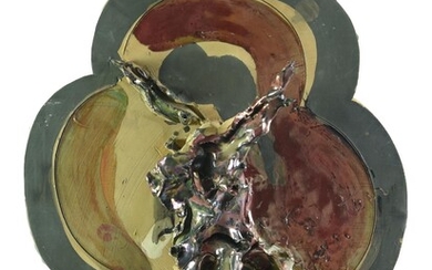 Lucio Fontana (1899 - 1968) CRISTO terracotta dipinta a ingobbi e smalti, lustrata: marrone, nero...