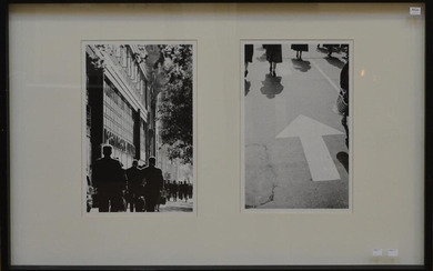 MARK STRIZIC, TWO WORKS, STREET CROSSING - 1 1956 AND UNTITLED, SILVER GELATIN PHOTOGRAPHS, UNSIGNED, 36 X 25CM (EACH), FRAME SIZE:...