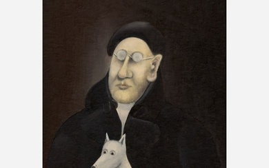 "Mann mit Hund" Oil, Signed Meretzki