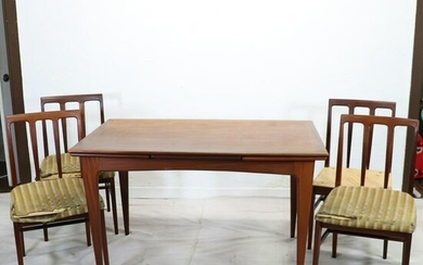 Mid Century Modern Draw Leaf Dining Table & 4 Chairs