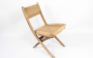 Mid-Century Modern Hans Wegner Style Folding Rope Chair