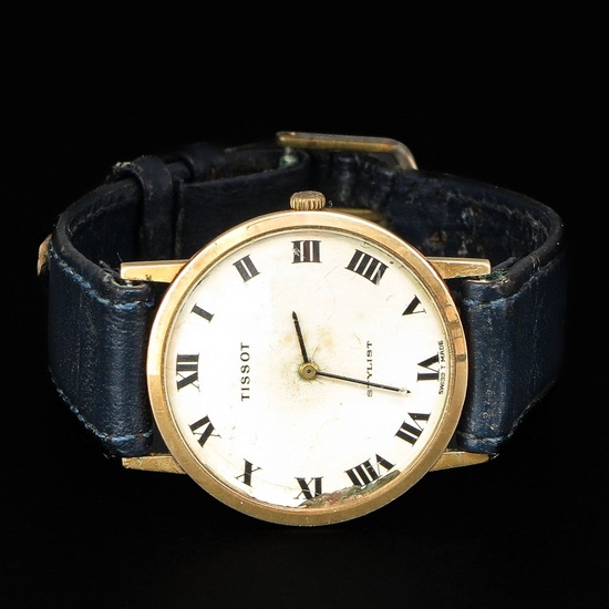 Montre Tissot 18KG pour homme Modèle Stylist, années 1960, avec bracelet en cuir, 31 mm....