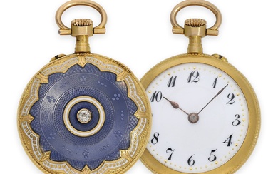 Montre de poche / montre pendentif : exquise montre de dame Art Nouveau en or...