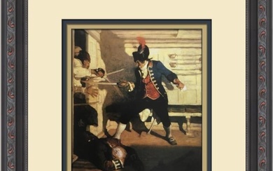 N C Wyeth Siege of the Round House Custom Framed Print