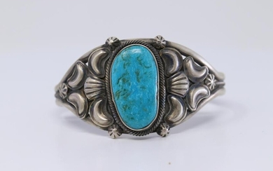 Navajo Handmade Sterling Silver Kingman Bracelet By