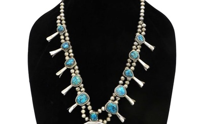 Navajo sterling and turquoise squash blossom