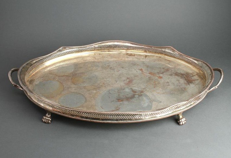Neoclassical Manner Silver-Plate Gallery Tray