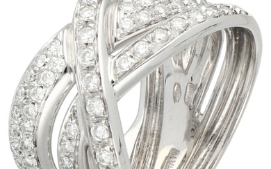 No Reserve - Damiani 18K witgouden crossover ring bezet met diamant.