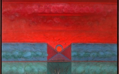 Om Prakash Sharma, On the Top of the Clouds, 1991/ 1992, Oil on canvas, 122 x 86,5 cm