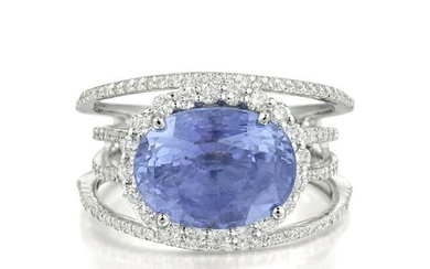 Orianne 6.72-Carat Unheated Sapphire and Diamond Ring