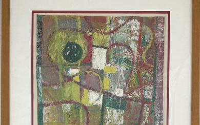 Oscar GAUTHIER (1921-2009) Composition, 1948. Gouache sur papier froissé signée et datée en bas à...