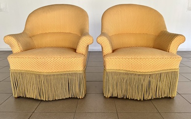 PAIR OF VINTAGE ART DECO ARMCHAIRS WITH FRINGES