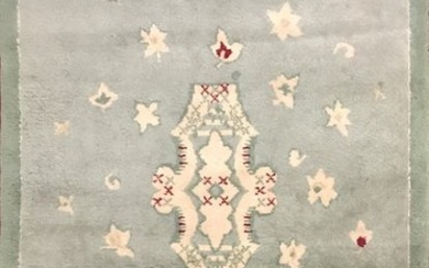 PAULE LELEU (1906-1987) Rectangular carpet with celadon background,...