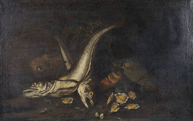 PITTORE ANONIMO DEL XVII SECOLO<BR>"Natura morta con pesci" XVII secolo