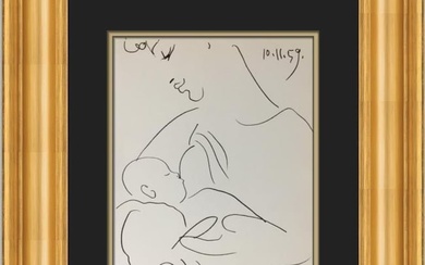 Pablo Picasso Bernard Picasso and his Mother Custom Framed Print