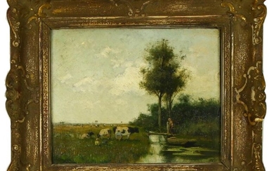Paintings, engravings, etc. - Willem Cornelis RIP (1856-1922), milking time, oil on panel, signed - 23 x 28 cm
