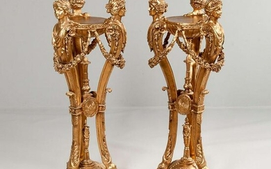 Pair Of Neoclassical-Style Giltwood Plant Stands