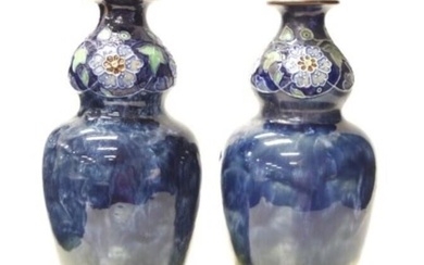 Pair large early Royal Doulton stoneware vases