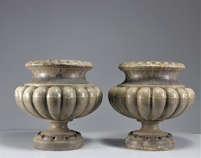 Pair of 19th century enamelled cast iron basins