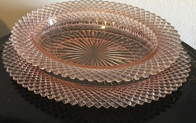 Pair of Anchor Hocking Miss America Pink Glass Platters