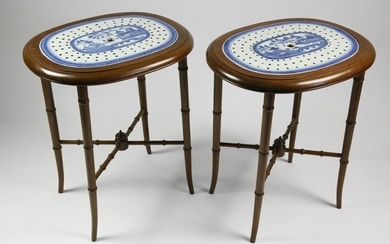 Pair of Canton Strainers Mounted as Occasional Tables