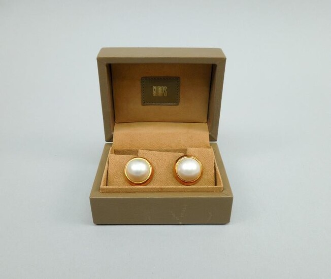 Pair of Cellino Gold Mabe Pearl Earrings.