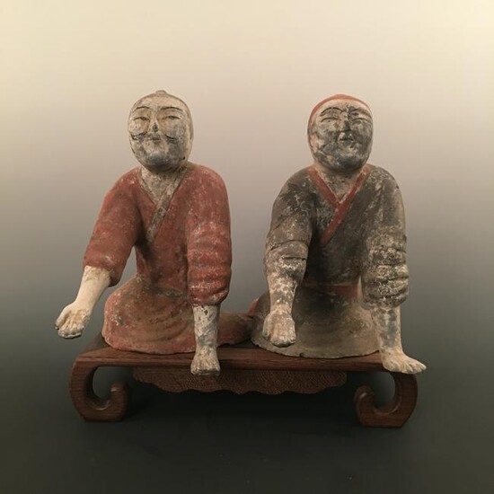 Pair of Chinese Pottery Figure