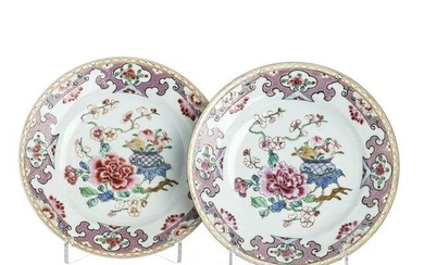 Pair of Chinese porcelain 'famille rose' plates